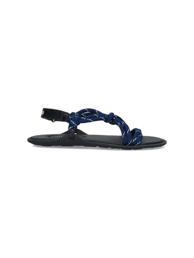 Miu Miu Riviere Cord And Leather Sandals In Baltic Blue