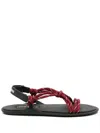 Miu Miu Nastro Cross Rope Grip-strap Sandals In Red
