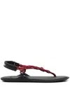 Miu Miu Nastro Cross Rope Grip-strap Sandals In Bordeaux