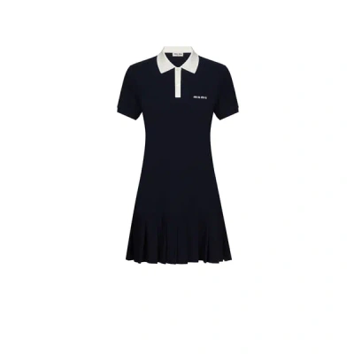 Miu Miu Robe Polo En Piqué De Coton In Blue