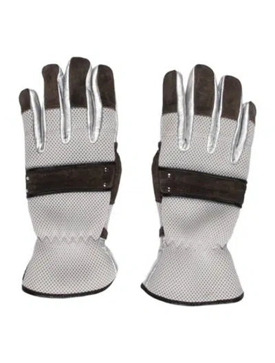 Pre-owned Miu Miu Rock Edge Gloves In Silver