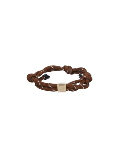 Miu Miu Rope And Nylon Bracelet In Brown