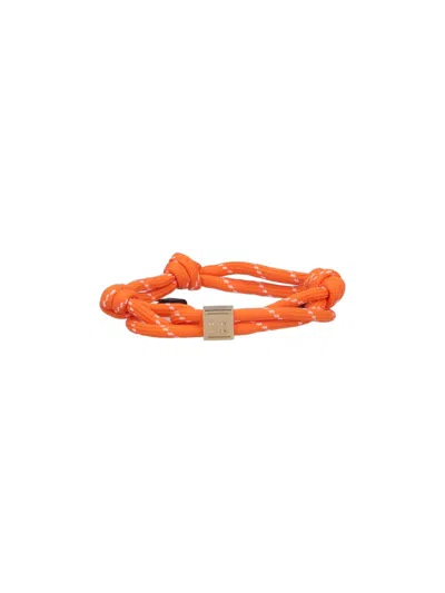 Miu Miu Rope And Nylon Bracelet In Orange