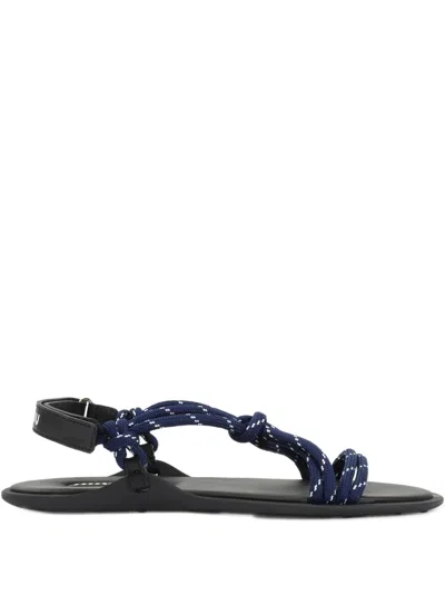 Miu Miu Nastro Cross Rope Grip-strap Sandals In Black