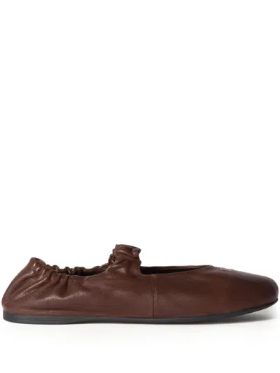 Miu Miu Rouches Ballets In Brown