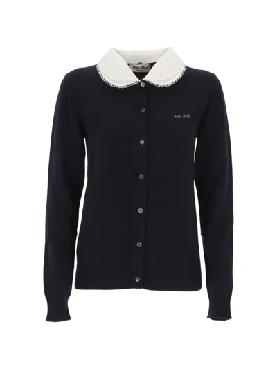 Miu Miu Round-collar Cardigan In Black