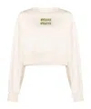 Miu Miu Round Collar Long Sleeve Sweater In White