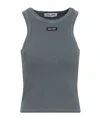 Miu Miu Round Collar Sleeveless Vest In Gray