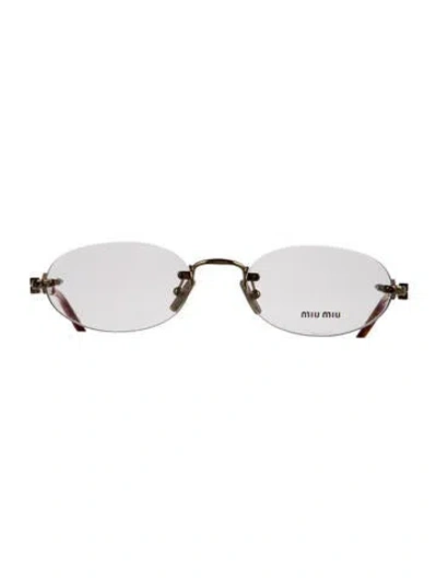 Pre-owned Miu Miu Round Eyeglasses In Gold
