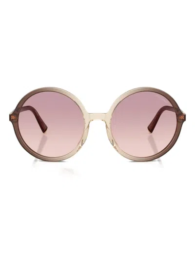 Miu Miu Round-frame Sunglasses In Gold