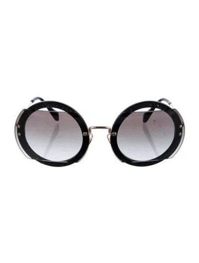 Pre-owned Miu Miu Round Gradient Sunglasses In Black