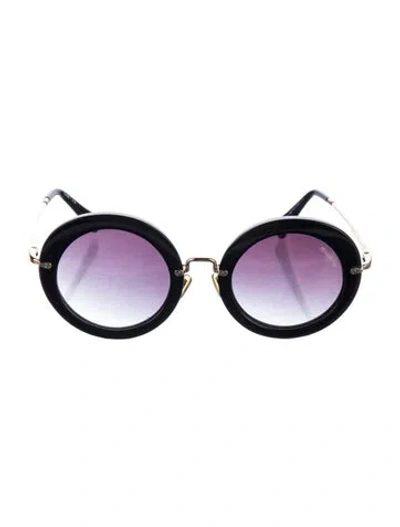 Pre-owned Miu Miu Round Gradient Sunglasses In Black
