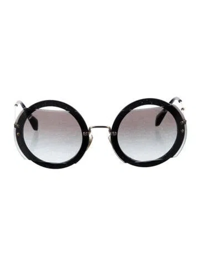 Pre-owned Miu Miu Round Gradient Sunglasses In Black