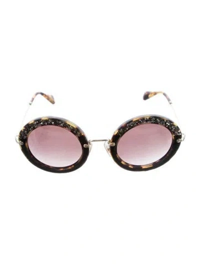 Pre-owned Miu Miu Round Gradient Sunglasses In Brown