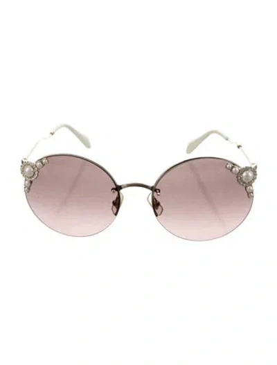 Pre-owned Miu Miu Round Gradient Sunglasses In Gold