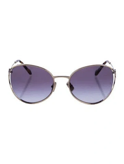 Pre-owned Miu Miu Round Gradient Sunglasses In Gold