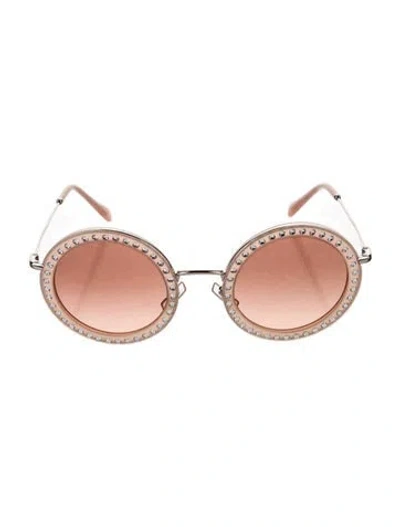 Pre-owned Miu Miu Round Gradient Sunglasses In Silver