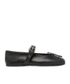 Miu Miu Leather Mary Jane Ballerina Flats In Black
