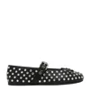 Miu Miu Studded Leather Ballerina Shoes In Black