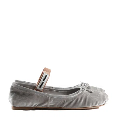 Miu Miu Round Head Ballet Shoes In Gray