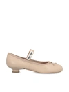 Miu Miu Logo-patch Ballet Flats In Nude