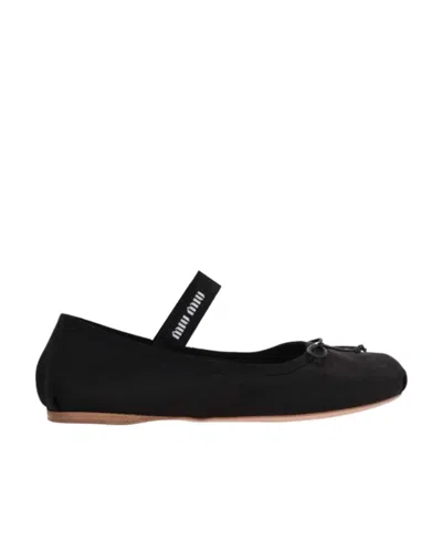 MIU MIU MIU MIU LOGO PATCH SLIP-ON BALLET FLATS