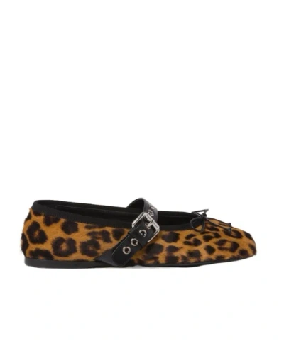 Miu Miu Round-head Flat Shoes In Black