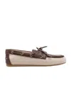 Miu Miu Canvas And Bleached Leather Boat Shoes In Nude