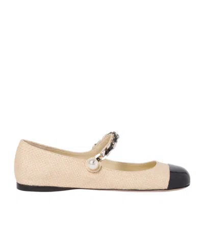 Miu Miu Round-head Flat Shoes In Nude