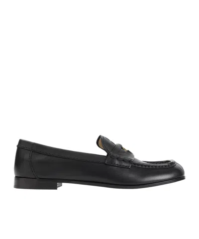 Miu Miu Round Head Loafer Shoes In Black