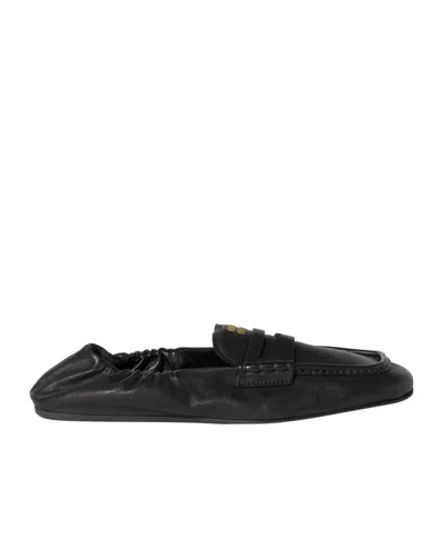 MIU MIU RUCHES NAPPA LEATHER LOAFERS