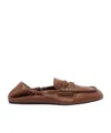 Miu Miu Round Head Loafer Shoes In Brown