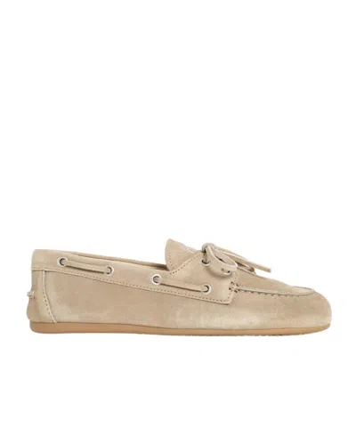 Miu Miu Round Head Loafer Shoes In Nude
