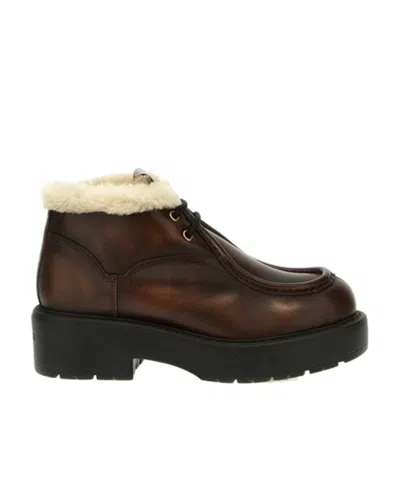 Miu Miu Round-head Short Boots In Brown