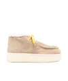 Miu Miu Suede Flatform Boots In Nude