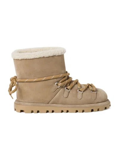 Miu Miu Round-headed Short Boots In Nude