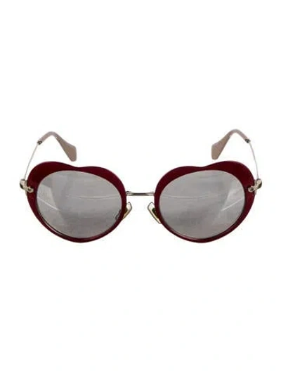 Pre-owned Miu Miu Round Mirrored Sunglasses In Red