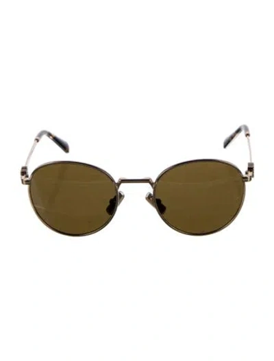 Pre-owned Miu Miu Round Mirrored Sunglasses In Gold