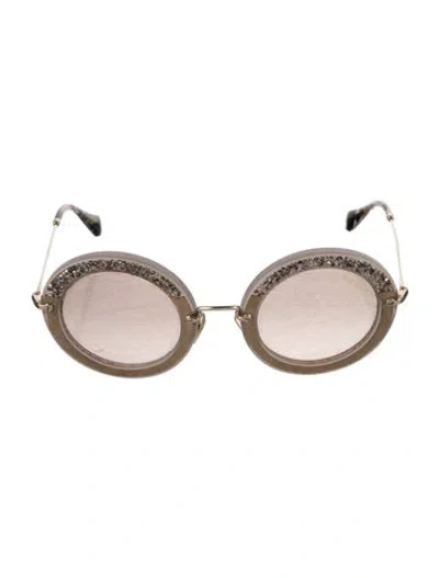 Pre-owned Miu Miu Round Mirrored Sunglasses In Neutral