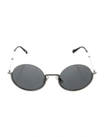Pre-owned Miu Miu Round Mirrored Sunglasses In Silver