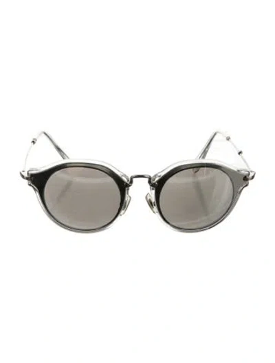 Pre-owned Miu Miu Round Mirrored Sunglasses In Silver