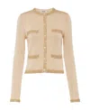 Miu Miu Sequined Silk Cropped Cardigan In Nude