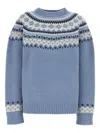 Miu Miu Virgin Wool Crewneck Knitwear In Blue