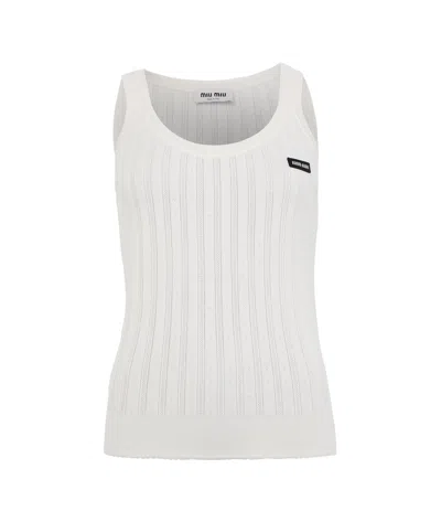 Miu Miu Round-neck Vest In White