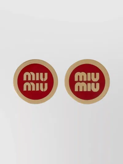 Miu Miu Round Shape Enameled Metal Earrings