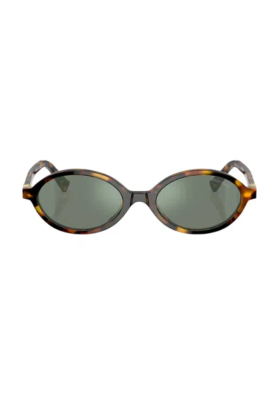 Miu Miu Regard Oval-frame Sunglasses In Brown