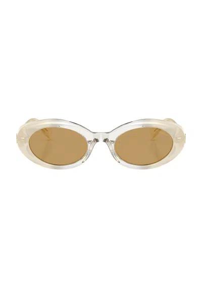 Miu Miu Round Sunglasses In Opal Milk