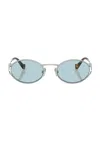 Miu Miu Oval-frame Sunglasses In Silver