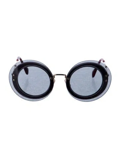 Pre-owned Miu Miu Round Tinted Sunglasses In Black