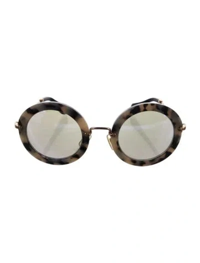 Pre-owned Miu Miu Round Tinted Sunglasses In Black